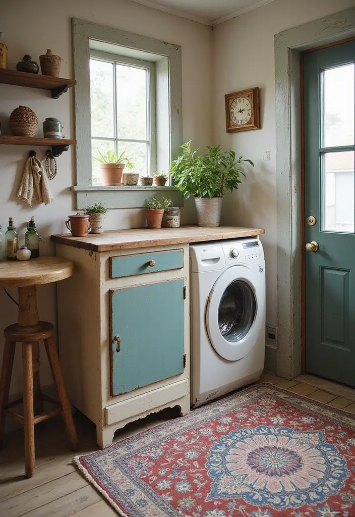 26 Bohemian Laundry Room Ideas That Look Stylish 10 26 Bohemian Laundry Room Ideas That Look Stylish - 10. Upcycled Furniture