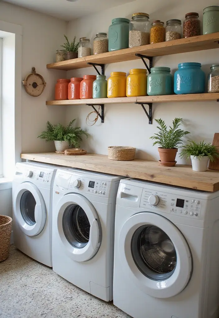 26 Bohemian Laundry Room Ideas That Look Stylish 14 26 Bohemian Laundry Room Ideas That Look Stylish - 14. Colorful Utility Jars