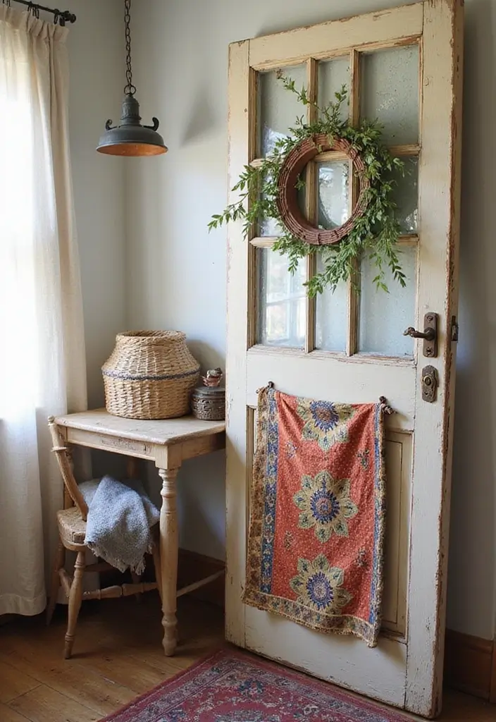 26 Bohemian Laundry Room Ideas That Look Stylish 2 26 Bohemian Laundry Room Ideas That Look Stylish - 2. Vintage Door as a Folding Table