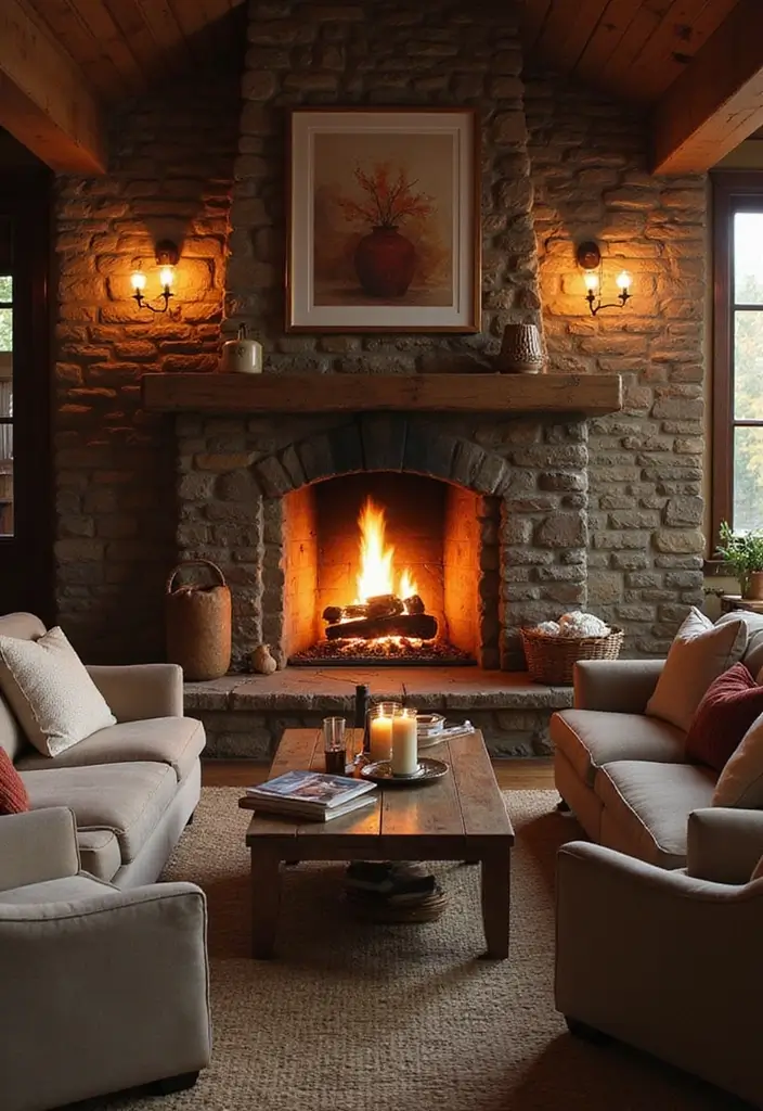 26 Earthy Bohemian Living Room Ideas for Natural Warmth 22 26 Earthy Bohemian Living Room Ideas for Natural Warmth - 22. Cozy Fireplace or Fire Pit