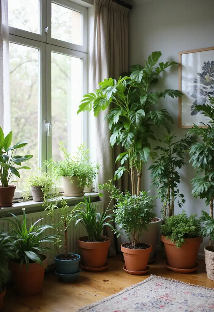 26 Earthy Bohemian Living Room Ideas for Natural Warmth 5 26 Earthy Bohemian Living Room Ideas for Natural Warmth - 5. Greenery Everywhere