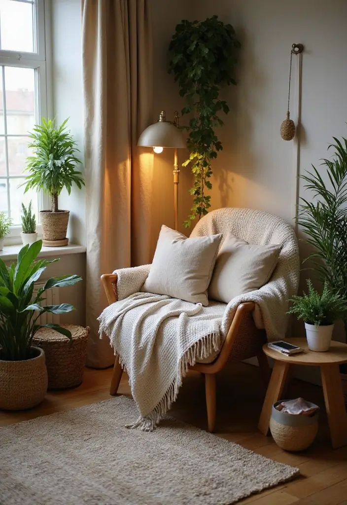 26 Earthy Bohemian Living Room Ideas for Natural Warmth 8 26 Earthy Bohemian Living Room Ideas for Natural Warmth - 8. Cozy Corner Nooks