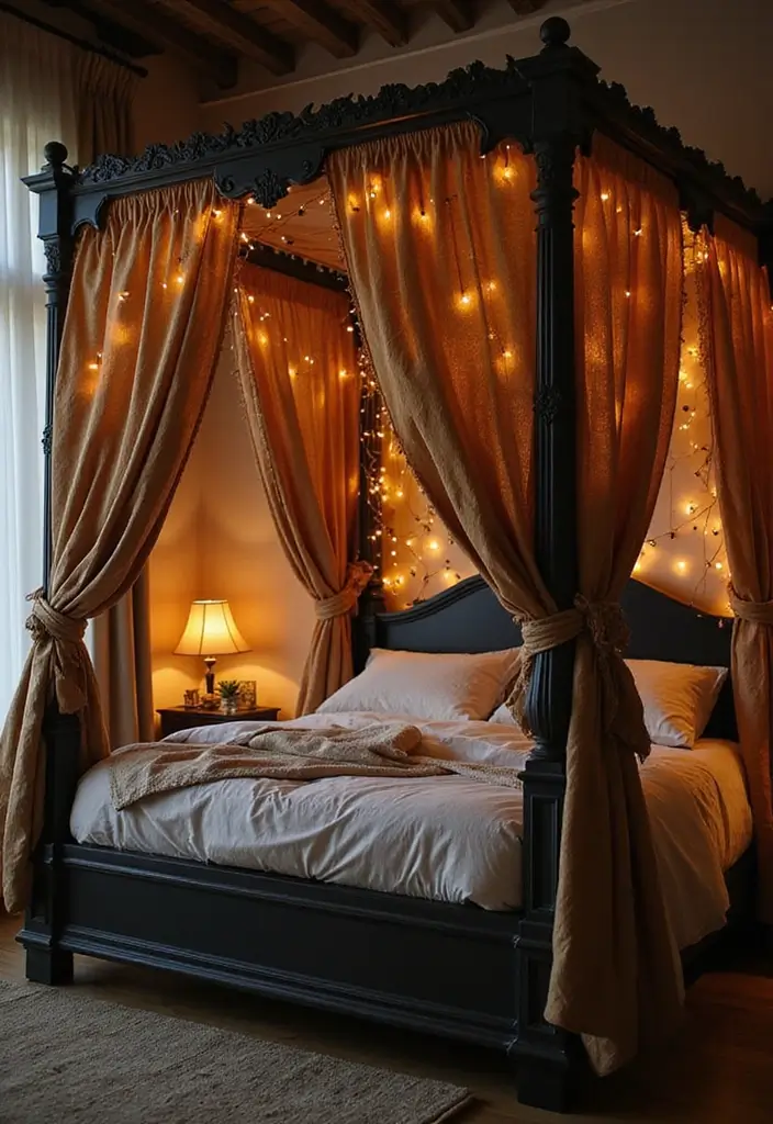 26 Gothic Bohemian Decor Inspirations for a Bold Home - 16. Dreamy Canopy Beds
