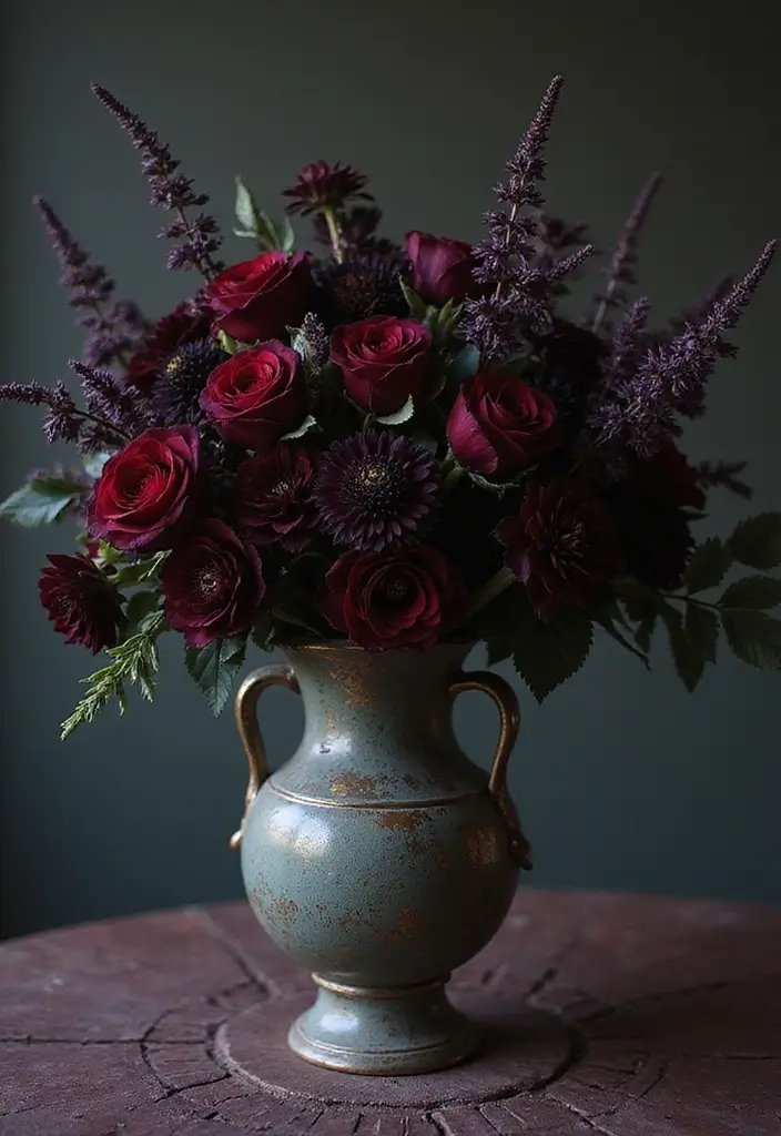 26 Gothic Bohemian Decor Inspirations for a Bold Home - 20. Dark Floral Arrangements