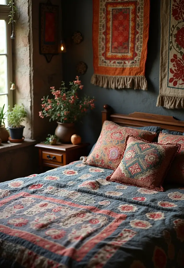 26 Gothic Bohemian Decor Inspirations for a Bold Home - 21. Textiles with a Story