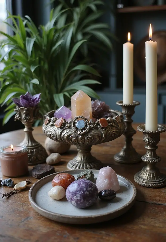 26 Gothic Bohemian Decor Inspirations for a Bold Home - 24. Mystical Crystals and Gems