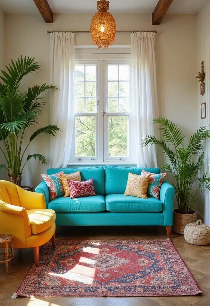 26 Tropical Bohemian Decor Ideas Full of Color 11 26 Tropical Bohemian Decor Ideas Full of Color - 11. Brightly Colored Furniture