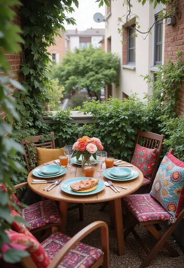 27 Bohemian Balcony Ideas That Transform Small Spaces 14 27 Bohemian Balcony Ideas That Transform Small Spaces - 14. An Outdoor Dining Nook