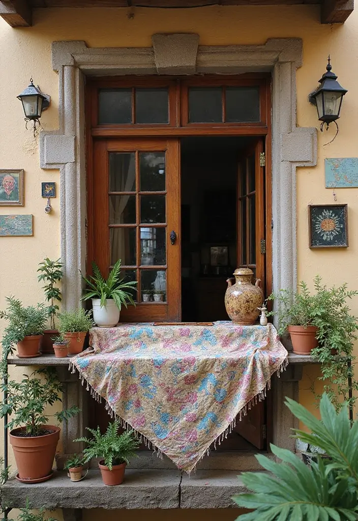 27 Bohemian Balcony Ideas That Transform Small Spaces 15 27 Bohemian Balcony Ideas That Transform Small Spaces - 15. Personal Touches with Travel Decor