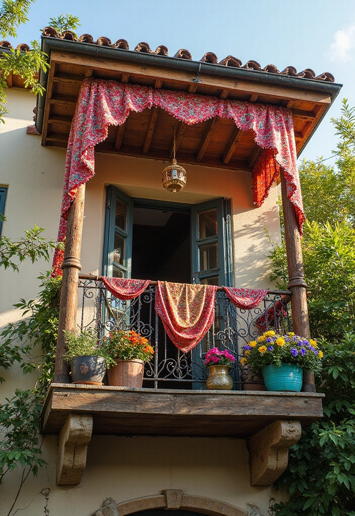 27 Bohemian Balcony Ideas That Transform Small Spaces 20 27 Bohemian Balcony Ideas That Transform Small Spaces - 20. Colorful Canopies