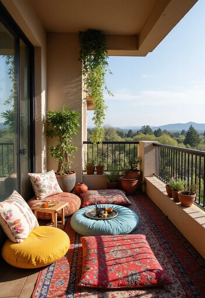 27 Bohemian Balcony Ideas That Transform Small Spaces 21 27 Bohemian Balcony Ideas That Transform Small Spaces - 21. Fun Seating Options