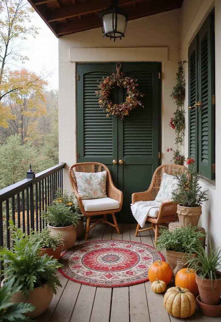 27 Bohemian Balcony Ideas That Transform Small Spaces 25 27 Bohemian Balcony Ideas That Transform Small Spaces - 25. Seasonal Decor Changes