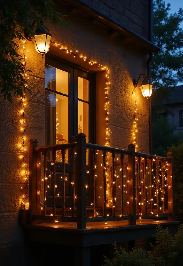 27 Bohemian Balcony Ideas That Transform Small Spaces 6 27 Bohemian Balcony Ideas That Transform Small Spaces - 6. Fairy Lights for Evening Glow