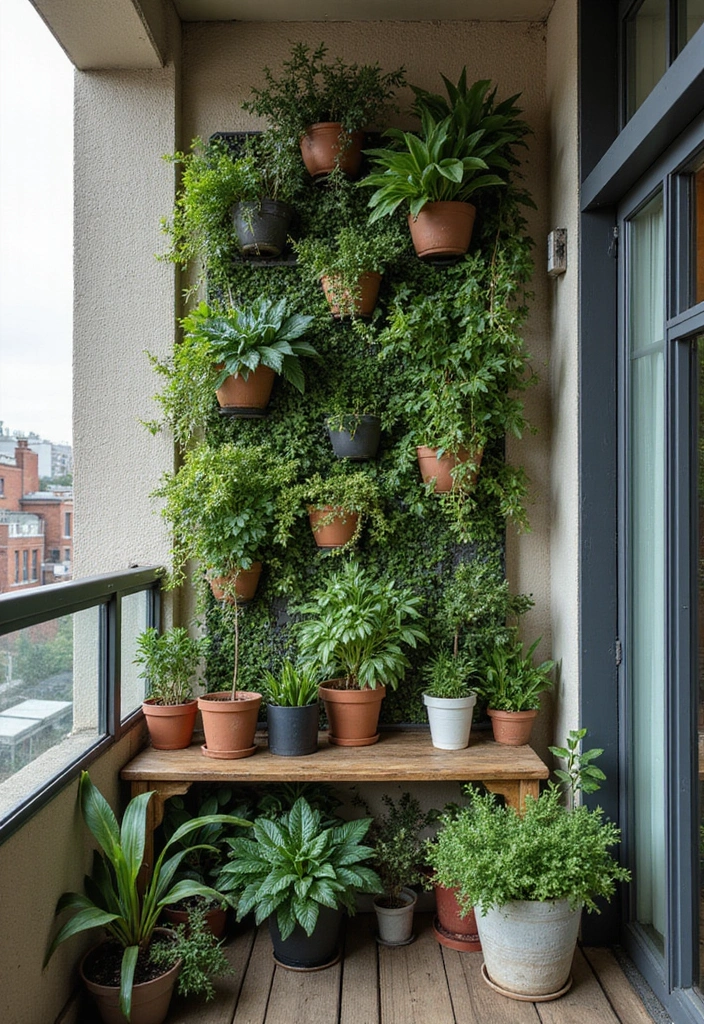 27 Bohemian Balcony Ideas That Transform Small Spaces 7 27 Bohemian Balcony Ideas That Transform Small Spaces - 7. Vertical Garden Wall