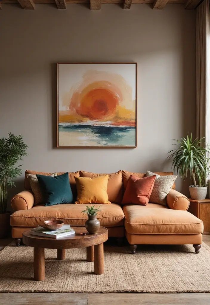 27 Bohemian Chic Living Room Ideas That Feel Effortlessly Stylish 12 27 Bohemian Chic Living Room Ideas That Feel Effortlessly Stylish - 12. Earthy Color Palette