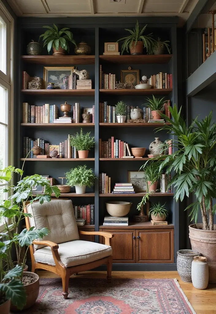 27 Bohemian Chic Living Room Ideas That Feel Effortlessly Stylish 16 27 Bohemian Chic Living Room Ideas That Feel Effortlessly Stylish - 16. Intriguing Bookshelves