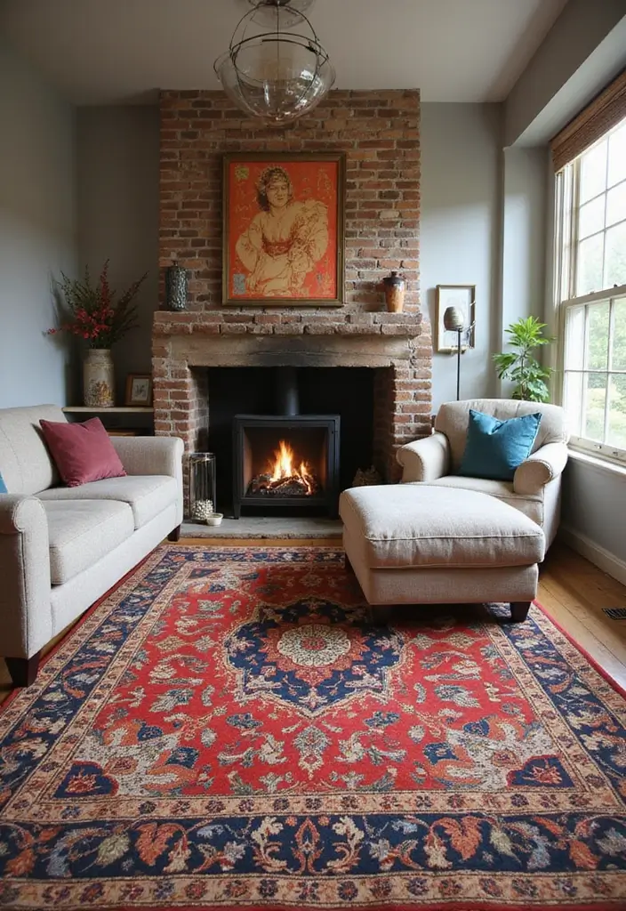 27 Bohemian Chic Living Room Ideas That Feel Effortlessly Stylish 17 27 Bohemian Chic Living Room Ideas That Feel Effortlessly Stylish - 17. Artsy Rugs