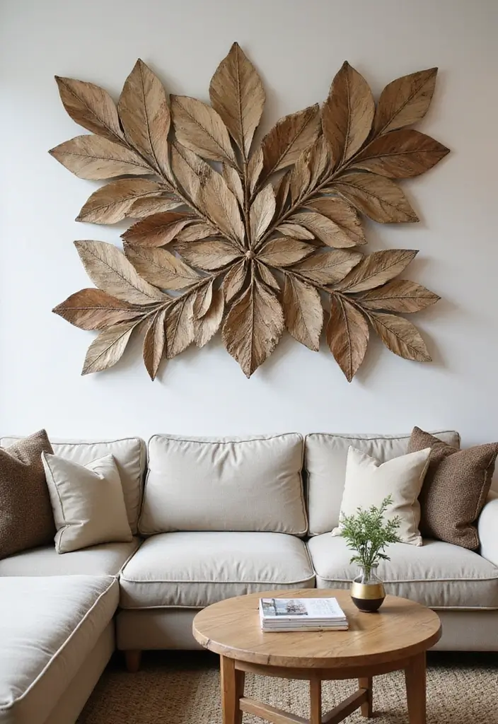 27 Bohemian Chic Living Room Ideas That Feel Effortlessly Stylish 18 27 Bohemian Chic Living Room Ideas That Feel Effortlessly Stylish - 18. Sustainable Wall Art