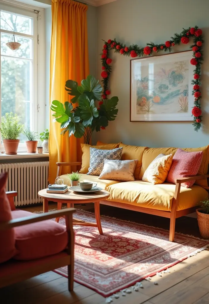 27 Bohemian Chic Living Room Ideas That Feel Effortlessly Stylish 20 27 Bohemian Chic Living Room Ideas That Feel Effortlessly Stylish - 20. Festive Touches