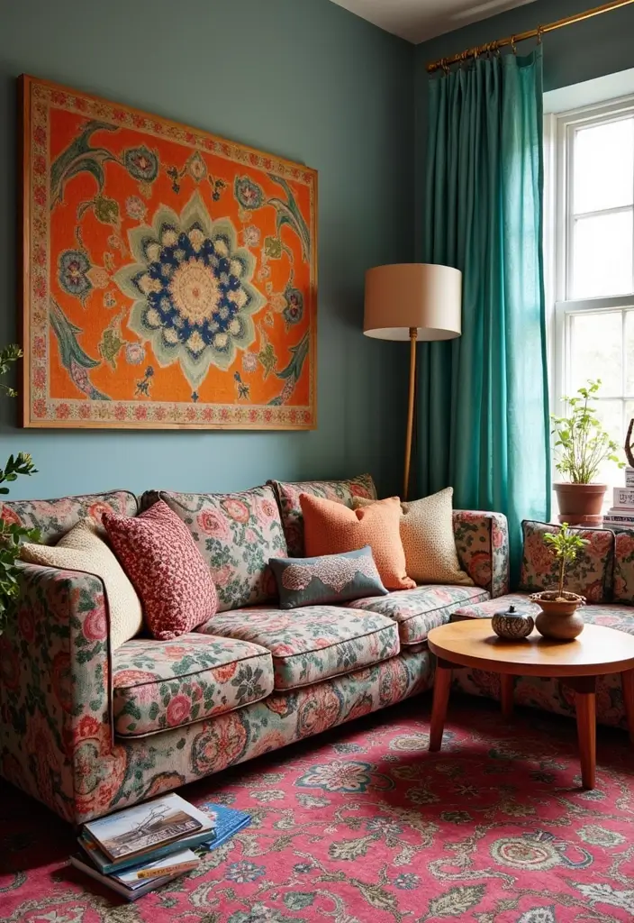 27 Bohemian Chic Living Room Ideas That Feel Effortlessly Stylish 24 27 Bohemian Chic Living Room Ideas That Feel Effortlessly Stylish - 24. Bold Patterns