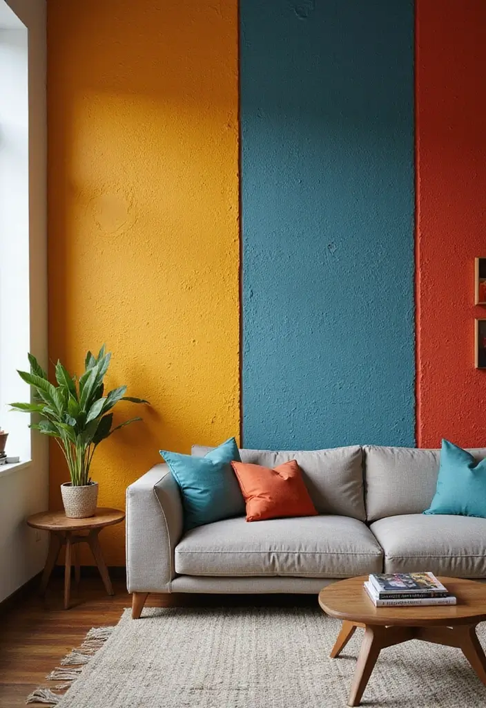 27 Bohemian Chic Living Room Ideas That Feel Effortlessly Stylish 5 27 Bohemian Chic Living Room Ideas That Feel Effortlessly Stylish - 5. Colorful Wall Treatments