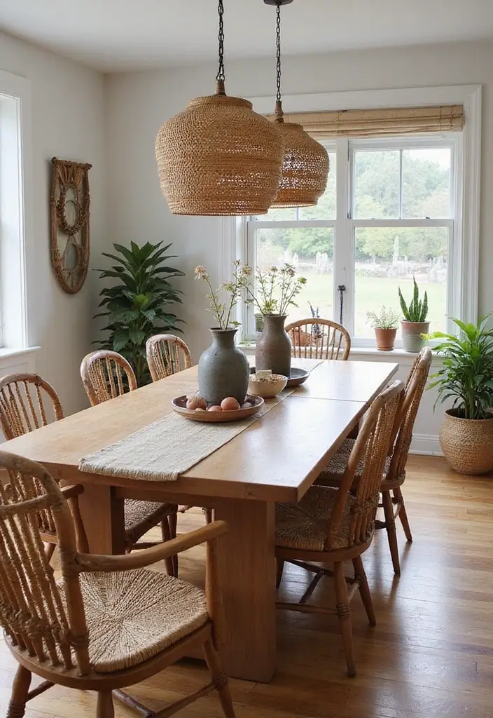 27 Bohemian Dining Room Ideas for Laid-Back Entertaining - 10. Artisan Crafted Decor