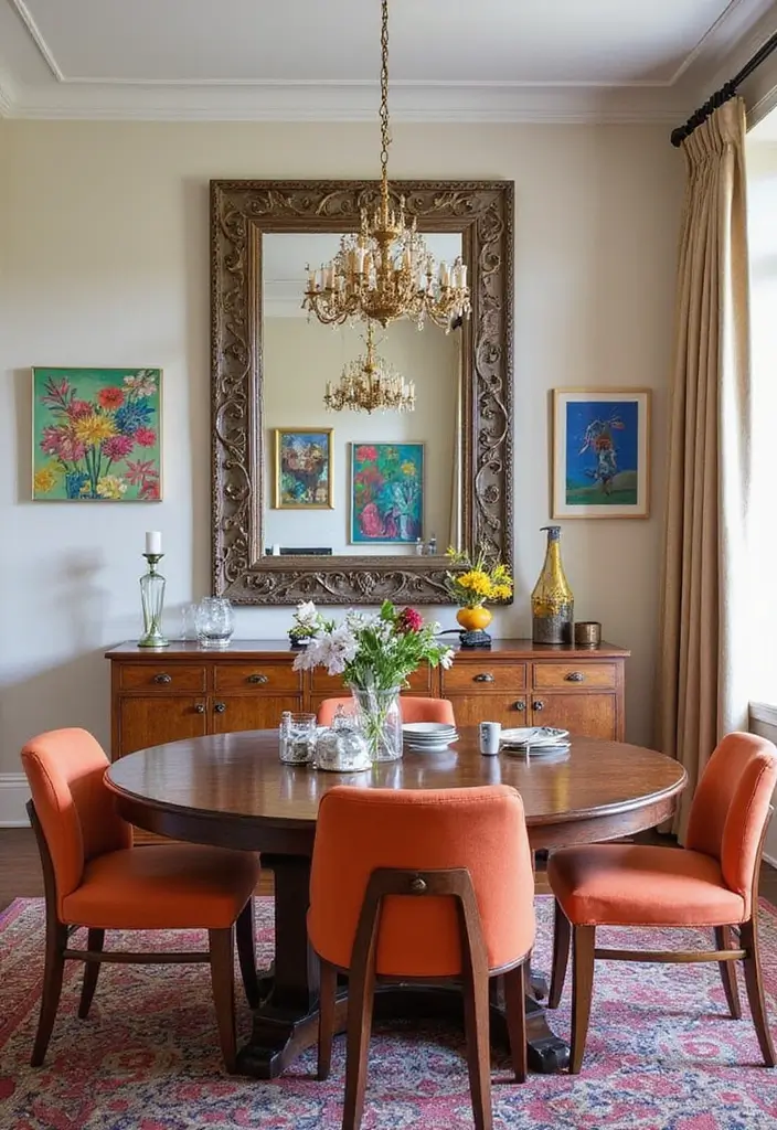 27 Bohemian Dining Room Ideas for Laid-Back Entertaining - 14. Use of Mirrors