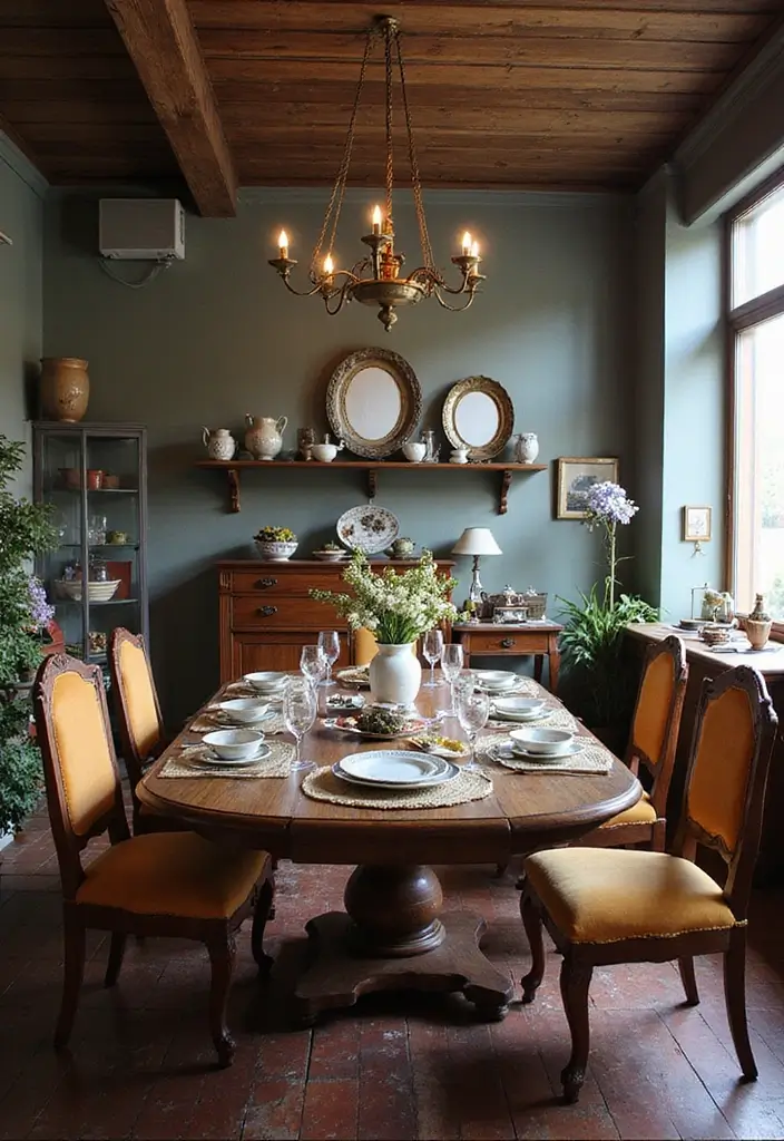 27 Bohemian Dining Room Ideas for Laid-Back Entertaining - 20. Incorporating Vintage Items