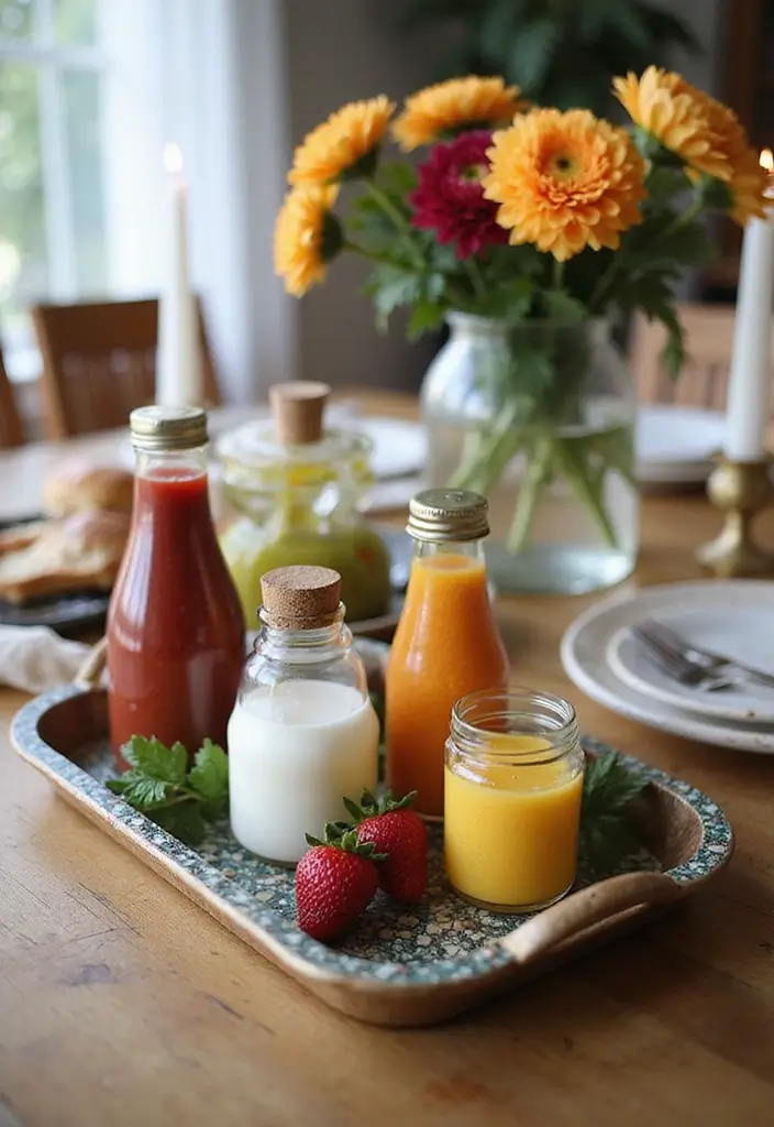 27 Bohemian Dining Room Ideas for Laid-Back Entertaining - 22. Use of Decorative Trays