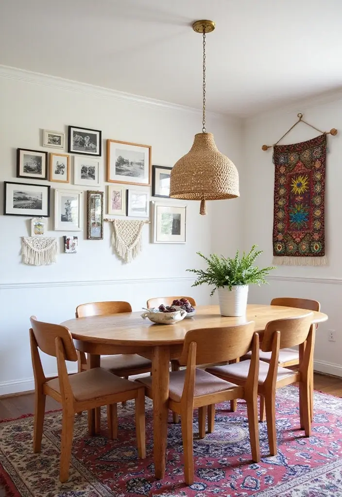 27 Bohemian Dining Room Ideas for Laid-Back Entertaining - 5. Artful Wall Decor