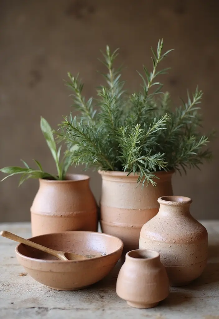 27 Bohemian Farmhouse Decor Looks That Feel Fresh and Cozy - 12. Earthy Pottery and Ceramics