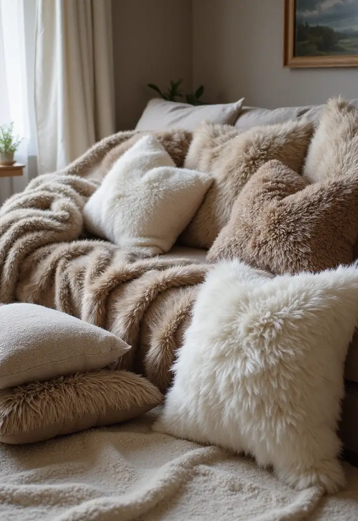 27 Bohemian Farmhouse Decor Looks That Feel Fresh and Cozy - 13. Cozy Faux Fur Accents