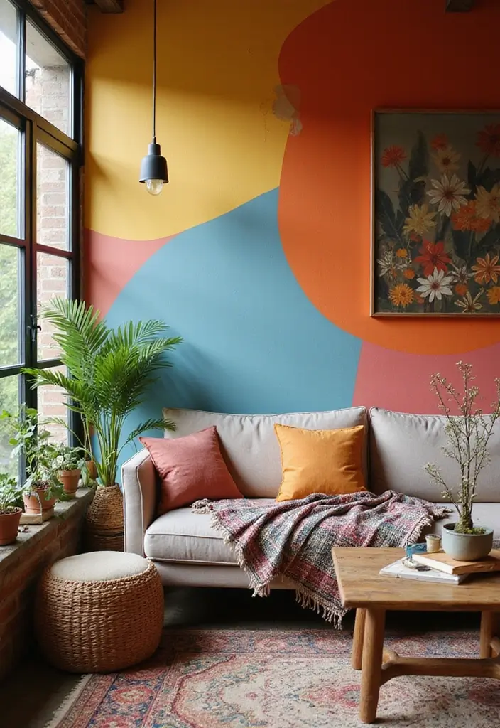 27 Bohemian Farmhouse Decor Looks That Feel Fresh and Cozy - 23. Colorful Accent Walls