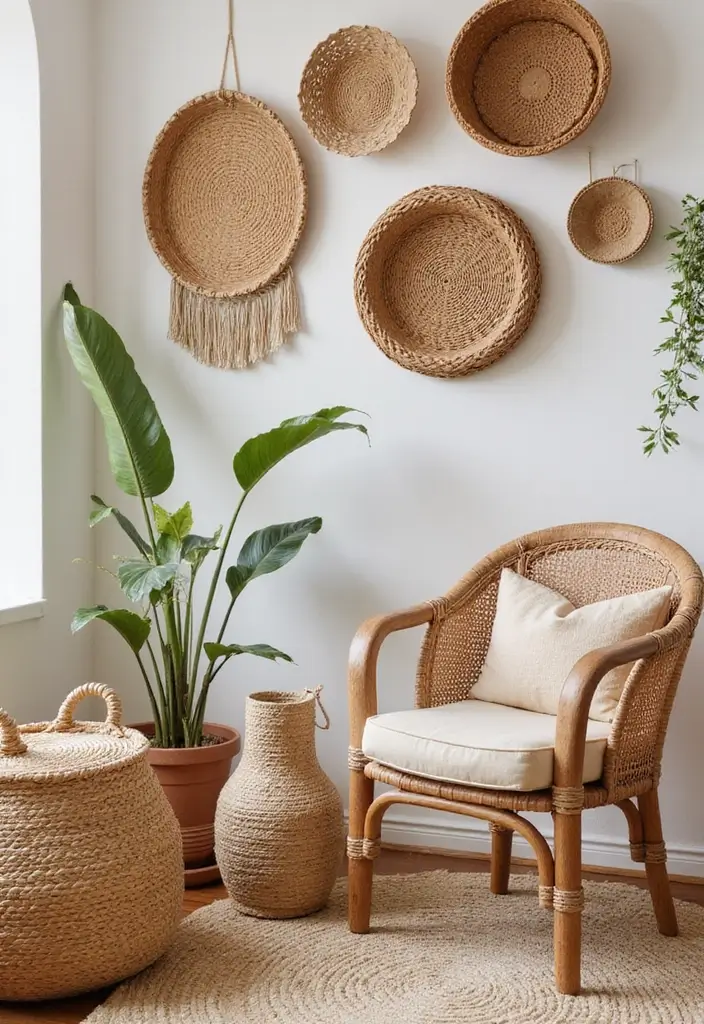 27 Bohemian Farmhouse Decor Looks That Feel Fresh and Cozy - 5. Woven Textures Everywhere