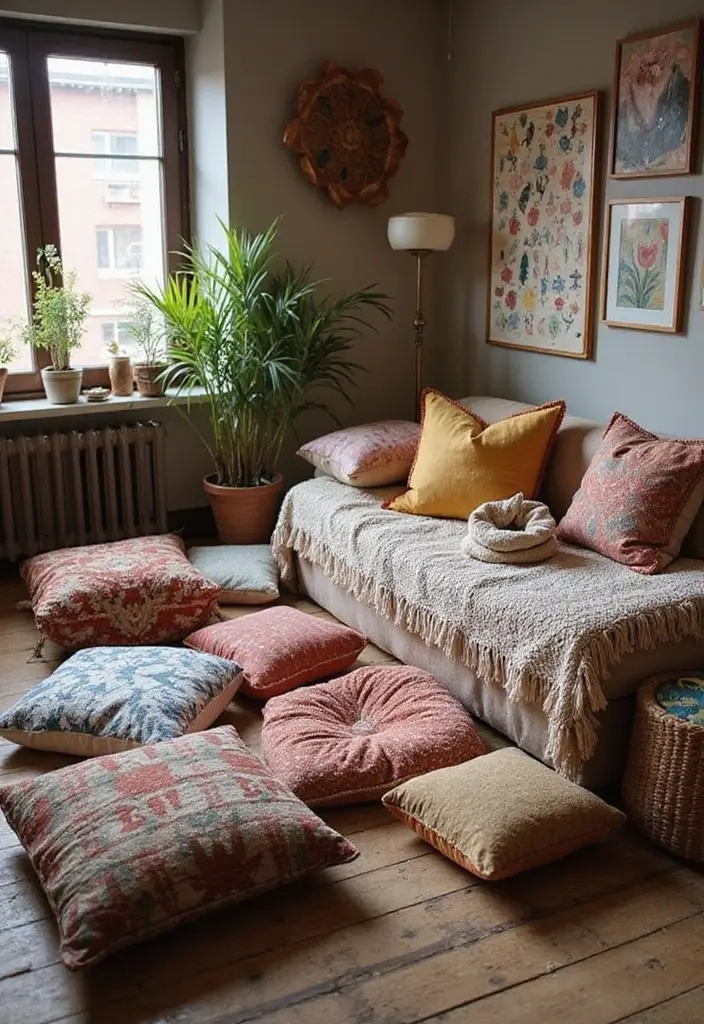 27 Bohemian Girls Bedroom Designs Full of Personality 17 27 Bohemian Girls Bedroom Designs Full of Personality - 17. Floor Cushions