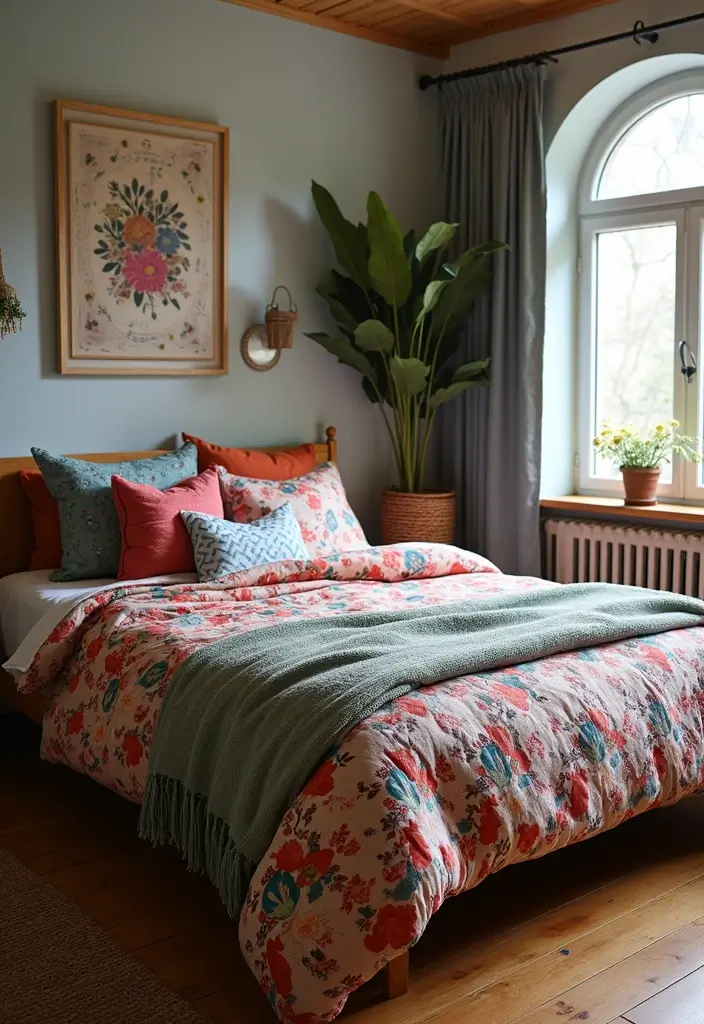 27 Bohemian Girls Bedroom Designs Full of Personality 4 27 Bohemian Girls Bedroom Designs Full of Personality - 4. Mixed-Pattern Bedding