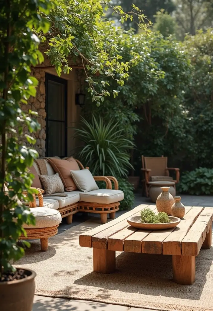 27 Bohemian Patio Ideas for Dreamy Outdoor Vibes 10 27 Bohemian Patio Ideas for Dreamy Outdoor Vibes - 10. Natural Elements