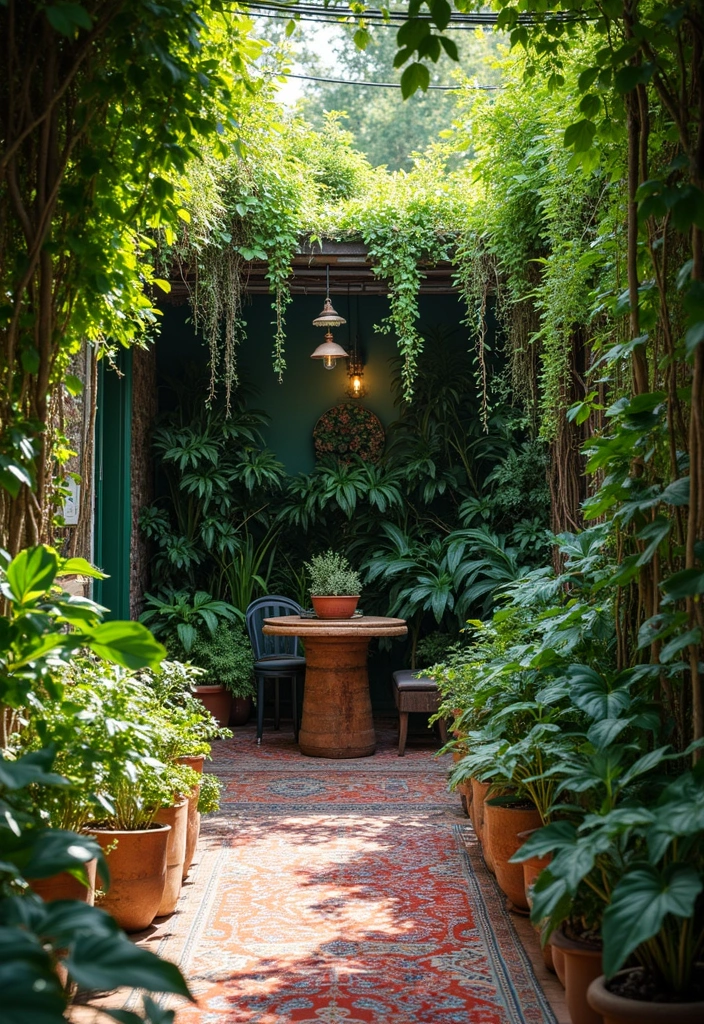 27 Bohemian Patio Ideas for Dreamy Outdoor Vibes 11 27 Bohemian Patio Ideas for Dreamy Outdoor Vibes - 11. Layering Greenery