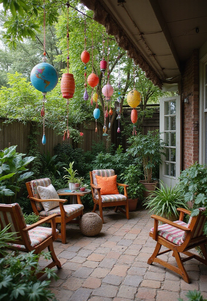 27 Bohemian Patio Ideas for Dreamy Outdoor Vibes 16 27 Bohemian Patio Ideas for Dreamy Outdoor Vibes - 16. Whimsical Wind Chimes