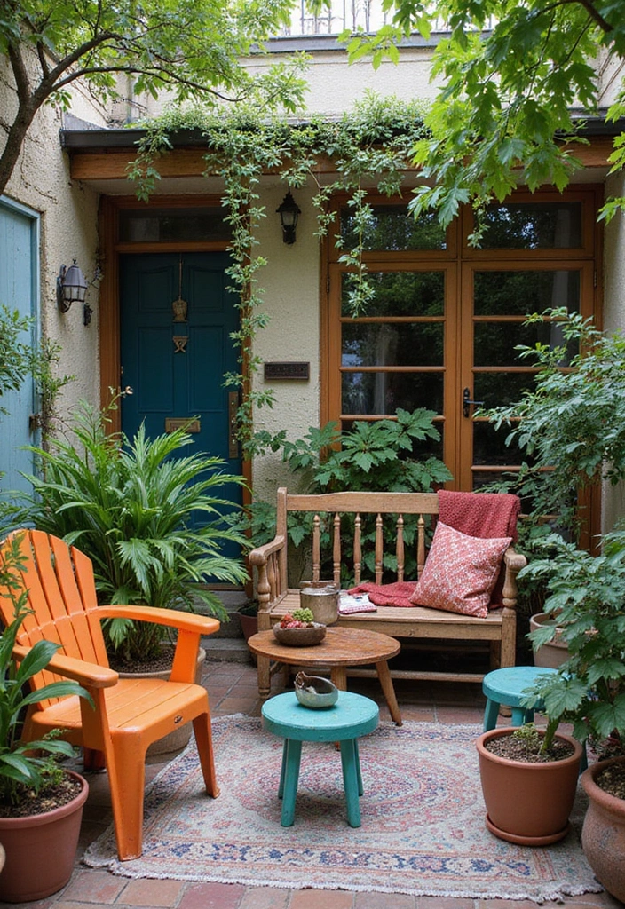 27 Bohemian Patio Ideas for Dreamy Outdoor Vibes 2 27 Bohemian Patio Ideas for Dreamy Outdoor Vibes - 2. Eclectic Furniture Mix