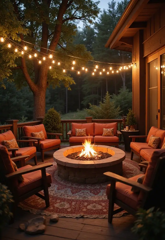 27 Bohemian Porch Ideas Perfect for Relaxing Afternoons 12 27 Bohemian Porch Ideas Perfect for Relaxing Afternoons - 12. Fire Pit for Warm Evenings