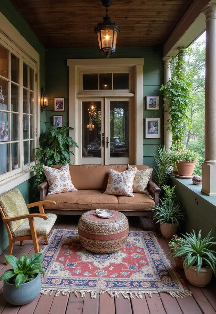 27 Bohemian Porch Ideas Perfect for Relaxing Afternoons 13 27 Bohemian Porch Ideas Perfect for Relaxing Afternoons - 13. Personal Touch with Photos