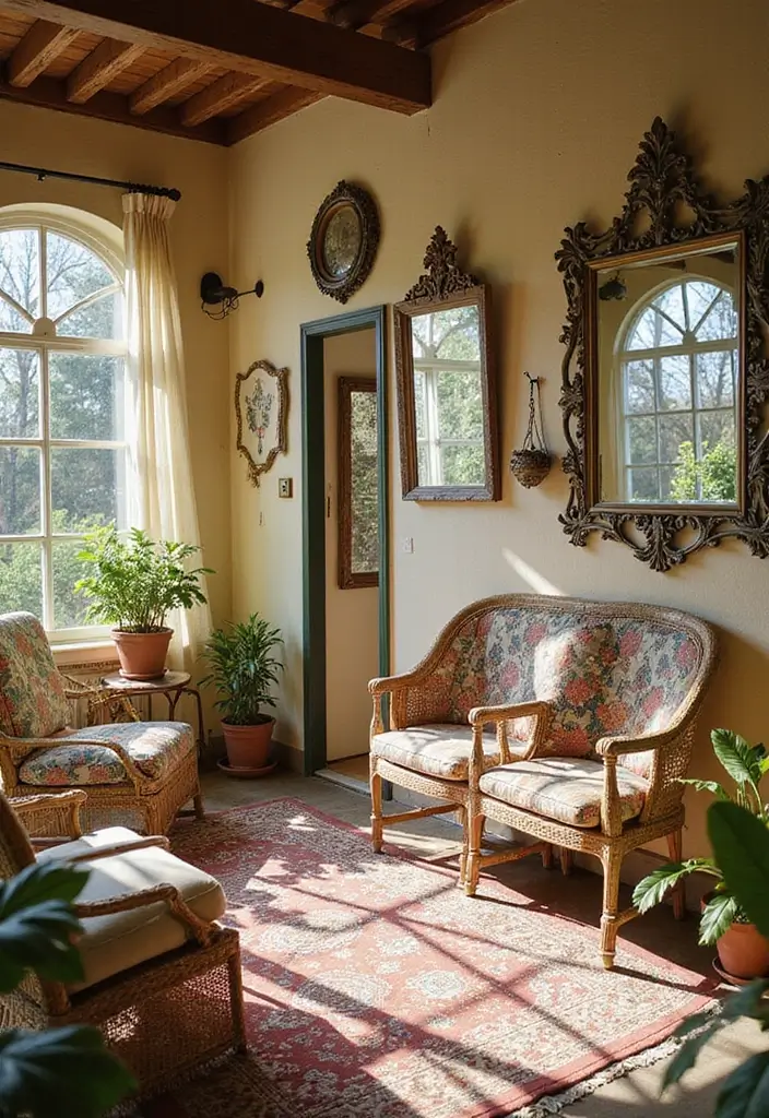 27 Bohemian Porch Ideas Perfect for Relaxing Afternoons 15 27 Bohemian Porch Ideas Perfect for Relaxing Afternoons - 15. Use of Mirrors to Expand Space