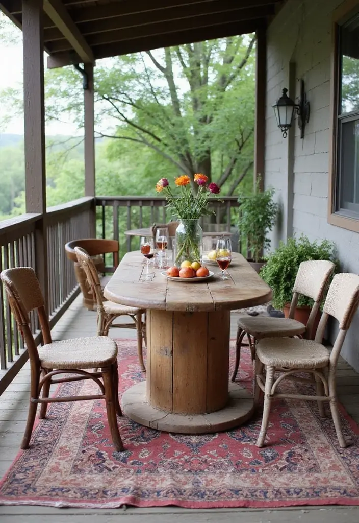 27 Bohemian Porch Ideas Perfect for Relaxing Afternoons 18 27 Bohemian Porch Ideas Perfect for Relaxing Afternoons - 18. Unique Table Arrangements
