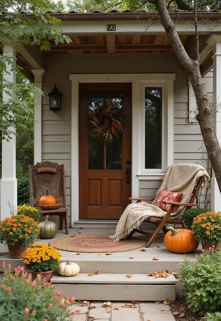 27 Bohemian Porch Ideas Perfect for Relaxing Afternoons 20 27 Bohemian Porch Ideas Perfect for Relaxing Afternoons - 20. Seasonal Decor Touches