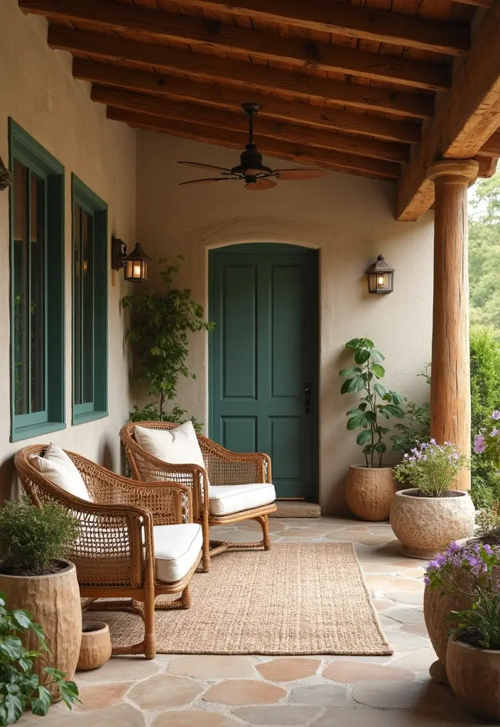 27 Bohemian Porch Ideas Perfect for Relaxing Afternoons 8 27 Bohemian Porch Ideas Perfect for Relaxing Afternoons - 8. Natural Elements and Textures