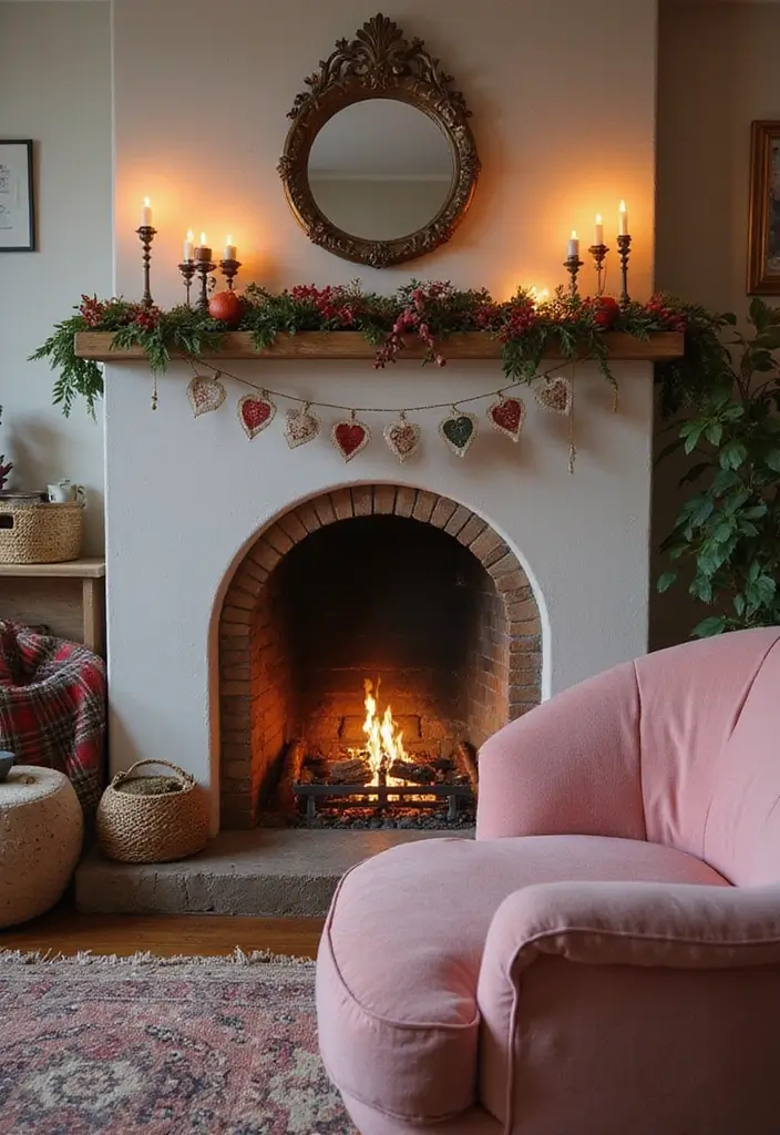 27 Pink Sofa Living Room Bohemian Ideas That Look Amazing 14 27 Pink Sofa Living Room Bohemian Ideas That Look Amazing - 14. A Cozy Fireplace Feature