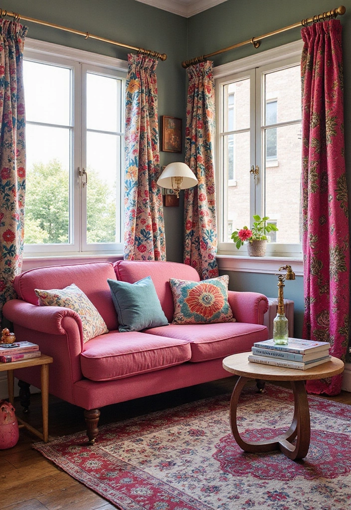 27 Pink Sofa Living Room Bohemian Ideas That Look Amazing 18 27 Pink Sofa Living Room Bohemian Ideas That Look Amazing - 18. Playful Patterns Everywhere