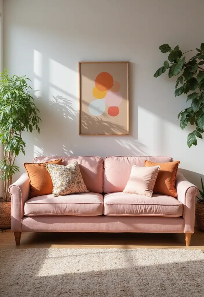 27 Pink Sofa Living Room Bohemian Ideas That Look Amazing 26 27 Pink Sofa Living Room Bohemian Ideas That Look Amazing - 26. Seasonal Decor Changes