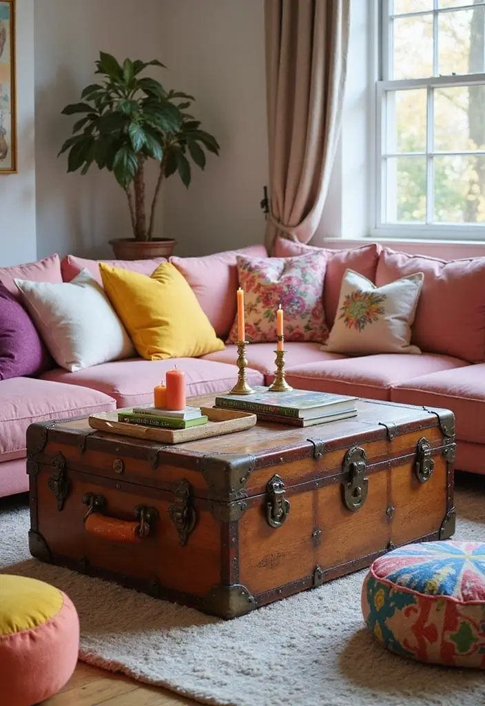 27 Pink Sofa Living Room Bohemian Ideas That Look Amazing 5 27 Pink Sofa Living Room Bohemian Ideas That Look Amazing - 5. Unique Coffee Table Inspirations